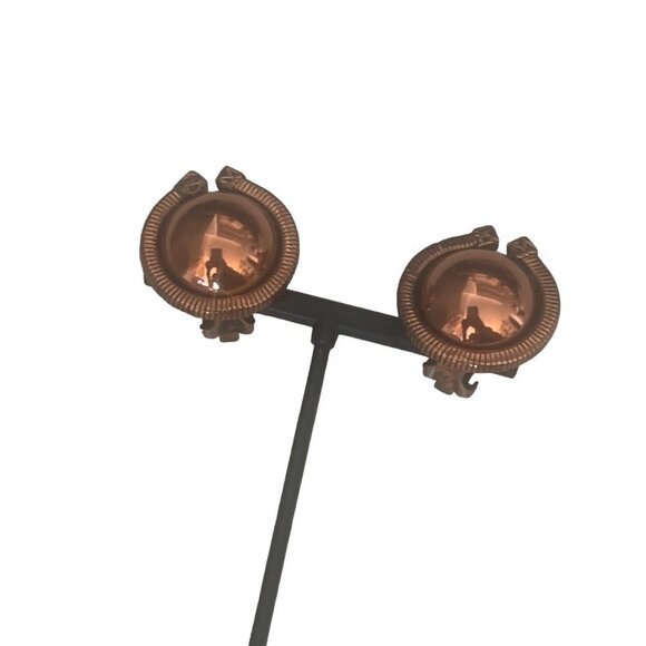 Renoir Vintage Copper Rose Goldtone Button Clip-on Earrings - Picture 3 of 6